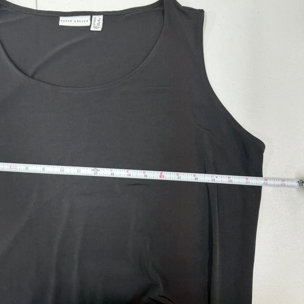 Susan Graver Leopard Print Open Front Long Cardigan Black Tank Top Set 1X - Picture 5 of 6